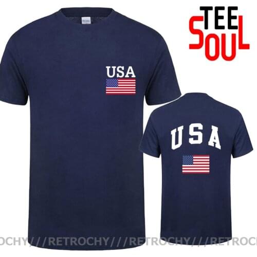 Retrochy Double-Side Prints America Flag T Shirt men Casual Brand 2021 New High Quality Male USA Flag T-shirt Women Pride tshirt