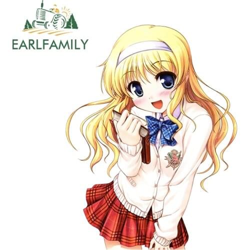 EARLFAMILY 13cm x 10.1cm for Girl Cartoon Funny Car Stickers Creative Decal Bumper Waterproof Scratch-Proof Car Door Protector