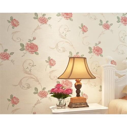 Beibehang European Floral 3D Wallpaper For Walls Bedroom Living room Decor Embossed Pink Light purple 3D Flower Wall paper Rolls