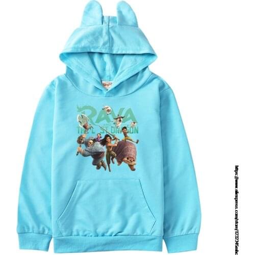 Raya and The Last Dragon Hoodie Kids Sweatshirts with Cat Ear Toddler Girls Sweatshirt Baby Boys Sweaters Children Casual Coats