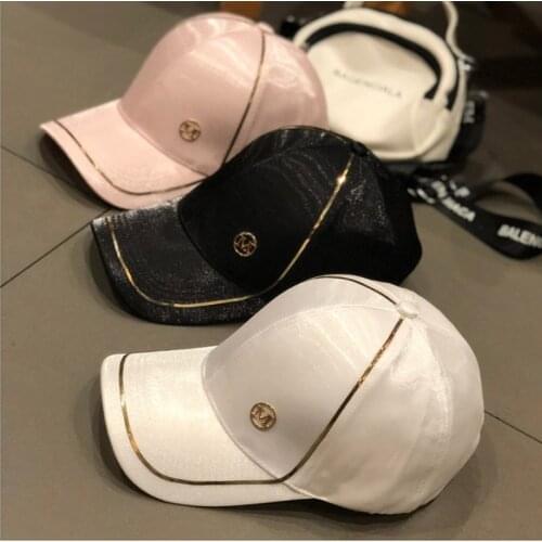 New Trend Baseball Cap Make Satin Material Women Casual M Letter Hat Adjustable Hip Hop Fishing Hats for Women Outside Beach Cap