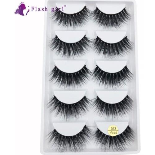 Flash Girl Lashes Vendor 5D-W44 Makeup Thick 5D Mink False Eyelashes In Bulk Handmade Cruelty Free Fake Eyelash