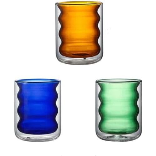 Multi Color Double Coffee Glass Spiral Heat-Resistant Retro 220 ml Juice Milk Tea Vodka Whiskey Beer Glasses Drink Cup Drinkware