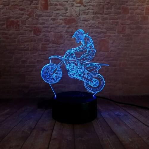 Motorcycle Model 3D Illusion Led Lamp Colorful Touch Nightlight Flash Lighting Glow in the Dark Light-up Toys