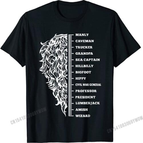 Beard Length Grow And Growth Chart Index Funny Gift T-Shirt Camisas Men Tshirts Tees Special Cotton Customized Letter Mens