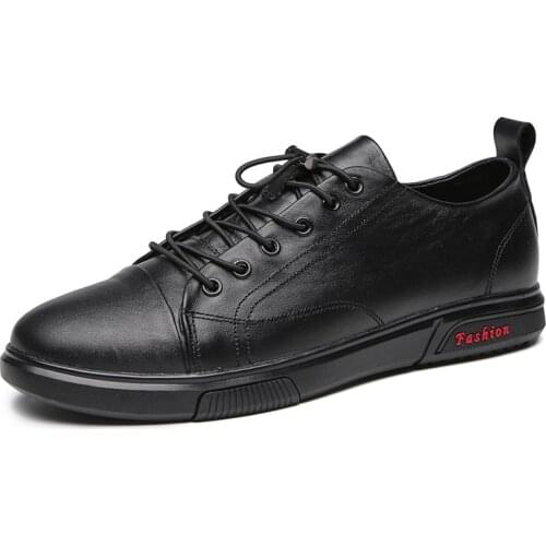 Mens Casual Shoes First Layer Cowhide Flat Shoes Size38-48 Designer Shoes Men Genuine Leather Oxfords Man Shoes Black