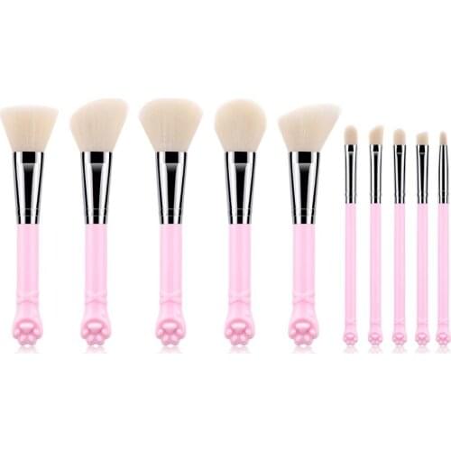 Cute Makeup Brushes Set with Cat Pow Handle Soft Synthetic Hair Foundation Powder Eyeshadow Brush Highlighter Make Up Tools Pink