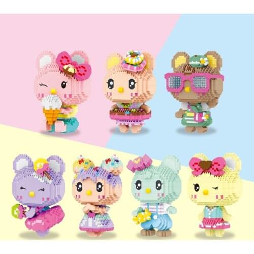 New Product Cartoon Bear Building Block DIY Animal Pet 3D Model Doll Small Particle Assembly Mini Diamond Brick Childrens Toy