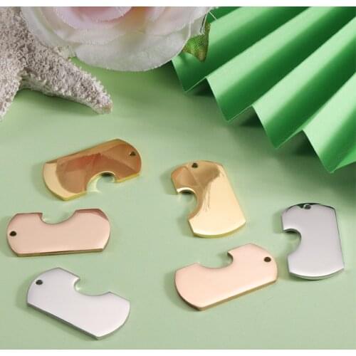 100% Stainless Steel Puzzle Dogtag Pendant Blank For Engrave Metal Rectangle Military Plate Couple Pendant Wholesale 10pair