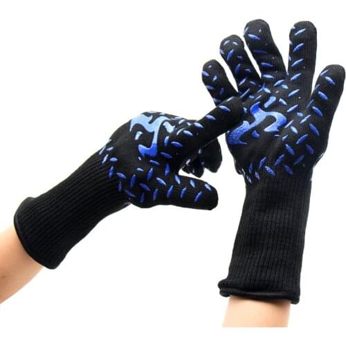 1 Pair Bakewere Oven Mitts Gloves BBQ Silicon Gloves High Temperature Anti-scalding 500/800 Degree Insulation Barbecue Microwave