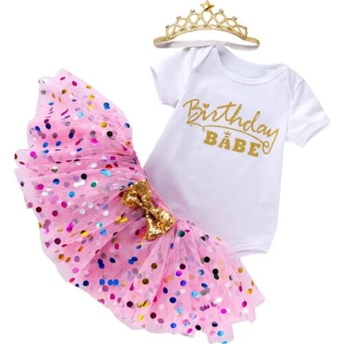 Baby girl princess birthday clothes set infant newborn tutu skirt+tops+headband 3pcs infant girls clothing lovely cute outfits