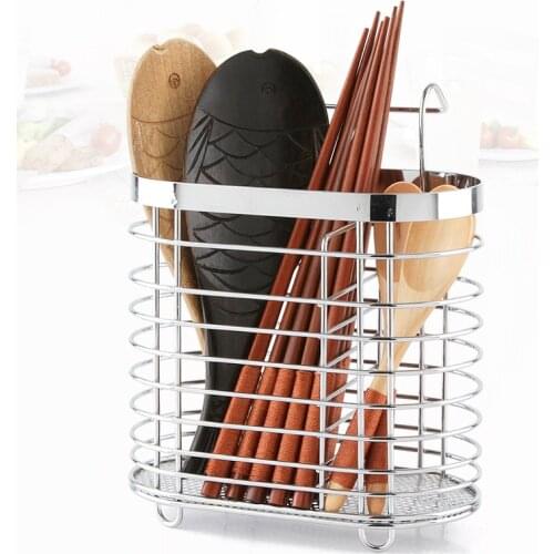 Stainless steel hanging chopstick cage high quality reinforced kitchen supplies cutlery storage tool square can be drain racks