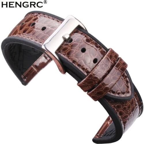 Genuine Leather And Rubber Watchbands Women Men Coffee Gray 20mm 22mm Watch Band Strap Diving Waterproof Bracelet