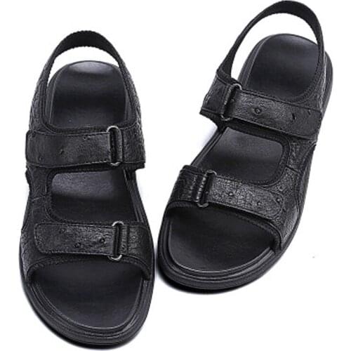 Jineyu male sandals men shoes Ostrich leather Men Ostrich leather shoes Ostrich men sandals