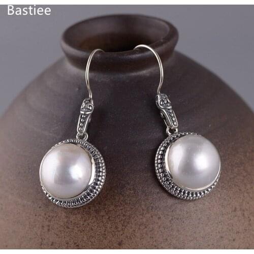 Bastiee Earrings For Women Vintage Silver 925 Jewelry Korean Earrings Jade Dangle Earrings Silver Earrings Golden Plated