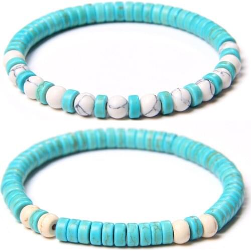 Blue White Turquoises Stone Bracelet Homme Female 6mm Nartural Stone Beads Charm Yoga Energy Bracelet Jewelry Women Men Gifts