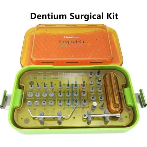 Dentium Surgical Kit UXIF SuperLine Dental Implant Torque Wrench Ratchet Hand Hex Driver Pilot Drills Depth Gauge Parallel Pins