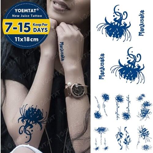 Juice Lasting Waterproof Temporary Tattoo Sticker Mehndi Peony Flower Letter Flash Tattoos Women Ink Body Art Arm Fake Tatto Men