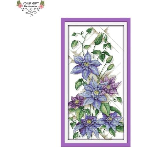 Joy Sunday Purple Blossoms Flowers Home Decoration H485(2) 14CT 11CT Stamped Counted Flower Embroidery Cross Stitch