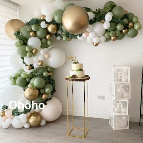 Green White Gold Balloons Garland Arch Kit Boy 1st Birthday Party Decoration Baptism Ballons Decor for Wedding