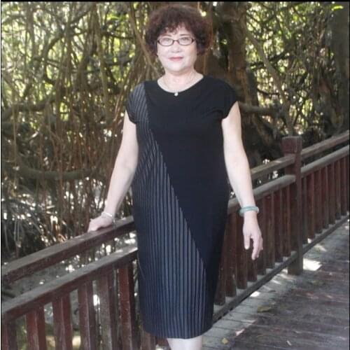 Women Plus Size dress 2020 vestidos striped patchwork female summer black dress plus size women vintage dress elegant FD5