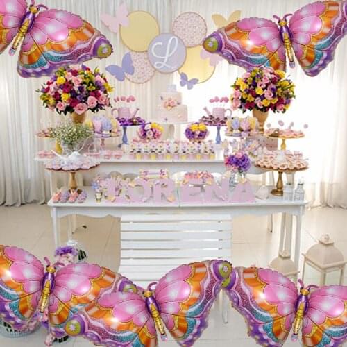 1Pc Aluminum Foil Hanging Colorful Butterfly Shaped Balloon DIY Kid Gift Toy Birthday Wedding Home Party Decor Supply Shoot Prop