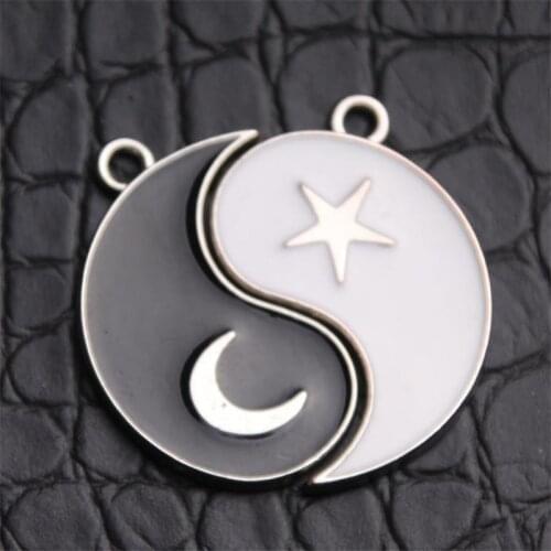 10 sets wholesale Stars Moon Tai Chi charm diy jewelry making DIY Taiji nosy pendant findings accessories di245