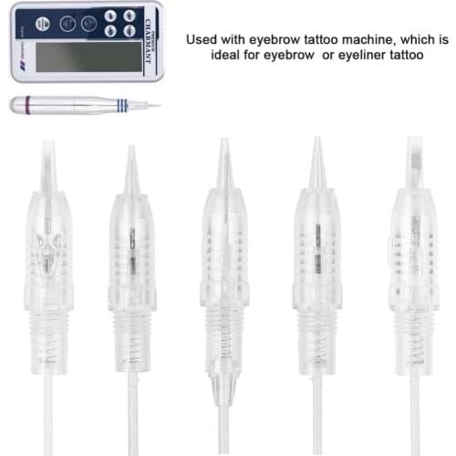 5Pcs Transparent Tattoo Needle Eyebrow Cartridge Rotary Electric Microblading Tatoo Pen Needles for Tattoo Machine Tattoo Supply