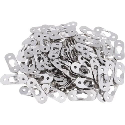 100 Pcs Sliver Heavy Duty Keyhole Hangers Photo Frame Hook Picture Hangers