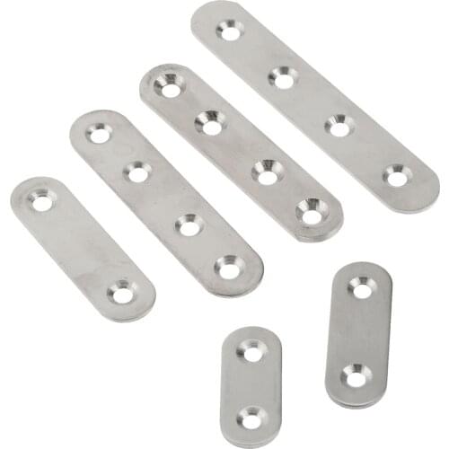 2Pcs Stainless Steel Straight Flat Corner Brackets Straight Mending Plates Repair Fixing Corner Protector Furniture Fittings