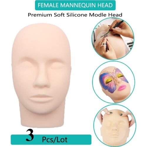 5 Pcs Eyelashes Extension Training Mannequin Head Makeup Practice Model Fake Mannequin Head Model Massage Lashes Grafted