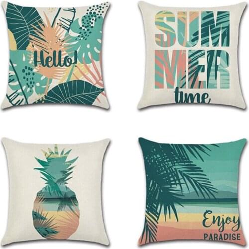 45*45 Rain Forest Summer Theme Pillowcase Cushion Cover Tropical Plants Sofa Bed Home Decorative Pillows Covers Linen Printed