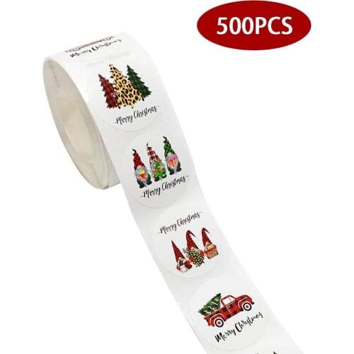 With Christmas tree Stickers 500pcs/roll Sealing self-adhesive Stickers New Year Xmas Merry Christmas Party Gift Decor Labels