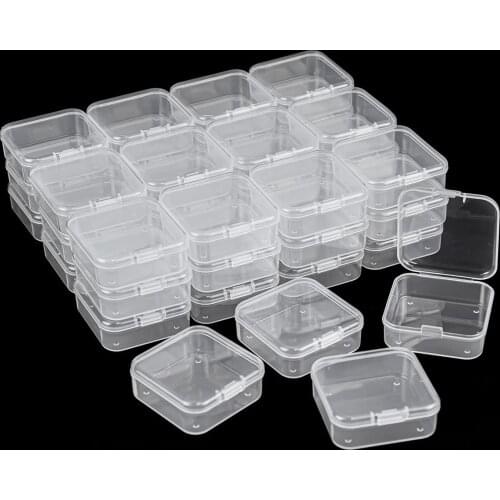 6Pcs Small Boxes Square Transparent Plastic Jewelry Storage Case Finishing Container Packaging Storage Box for Earrings Rings