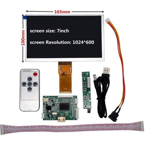 7 inch 1024*600 Screen Display LCD TFT Monitor with Remote Driver Control Board HDMI for Lattepanda,Raspberry Pi Banana Pi