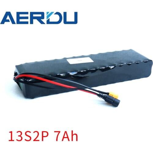 AERDU 13S2P 48V 7Ah 500Watt 18650 li-ion battery pack for electric bike Scooter skateboard bicycle built-in 15A BMS XT60 DC5521