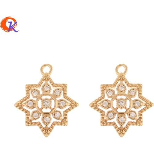 Cordial Design 50Pcs 14*17MM Jewelry Accessories/Pendant/Hand Made/Flower Shape/Earring Findings/CZ Charms/DIY Jewelry Making