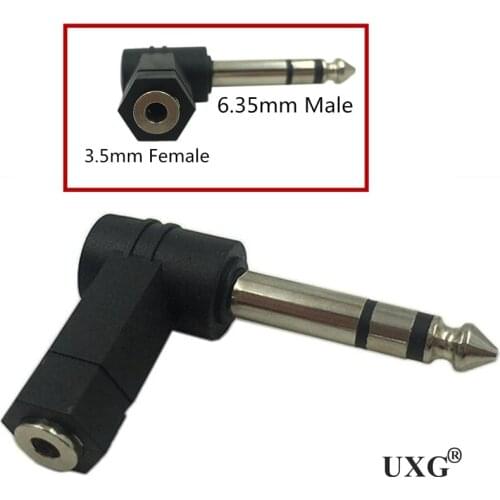 90 Degrees 3.5 to 6.35/6.5mm 1/4" Mono Jack Stereo Speaker Audio Adapter Plug 3.5mm TRS Connector Converter AUX Headphone Cable