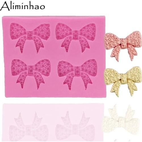 B0350 Gemstone bow DIY chocolate Silicone mould fondant cake decorating tools Sugarpaste Craft Bakeware