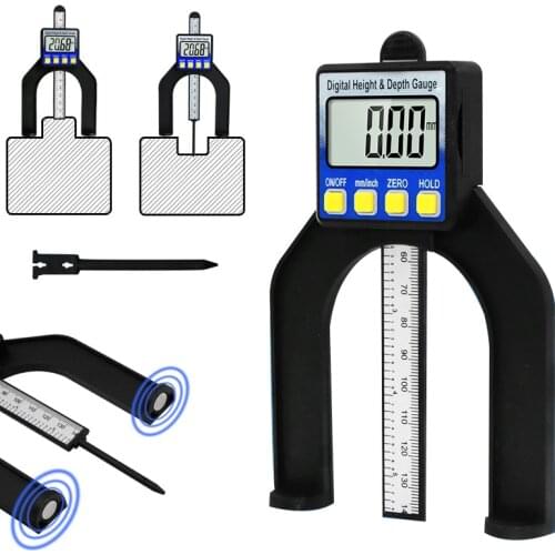 Digital Tread Depth Gauge tester measure tool LCD Magnetic Self Standing Height Calipers Woodworking Router Tables Saw Measuring