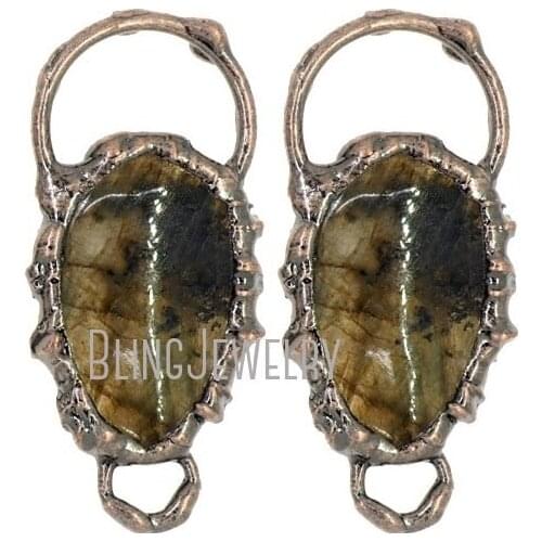 Rustic Copper Fancy Hoop Double Bail Pendant Labradorite Pendant PM38127