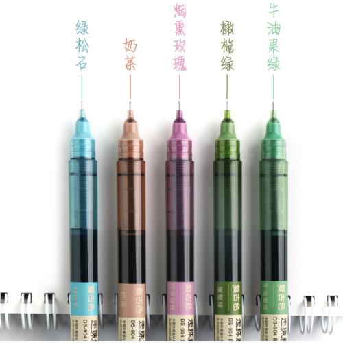 5 pcs/set 0.5mm Light Vintage Smooth Writing Gel Ink Pen Roller Ball Pen Set Large Capacity Quick Dry School Office Supplies