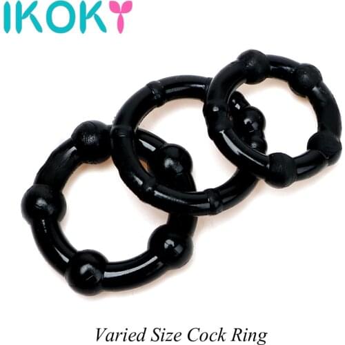 IKOKY 3 pcs/set Delay Ejaculation Silicone Penis Ring Lock Sex Products Cock Ring Penis Sleeve Sex Toys for Men Male Chastity