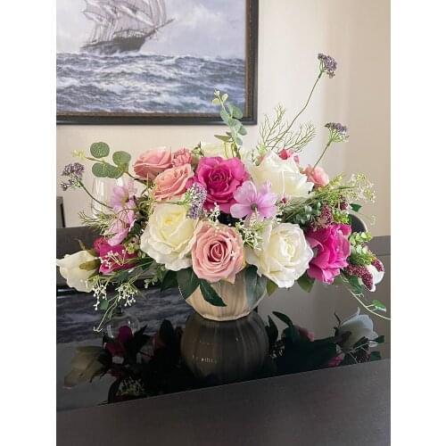 Simulation flower artificial Dried flowers european decor flower pots decorative home decoration ceramic vase home decoration