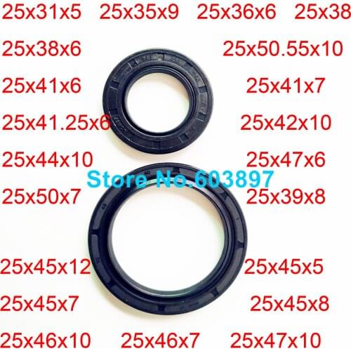 2pc Skeleton Oil Seal 25x45x12 25x45x5 25x45x7 25x45x8 25x46x10 25x46x7 25x47x10mm TC Type NBR Black Radial Shaft Gasket