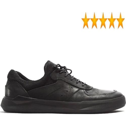 Gothic Black Flats Casual Mens Top Quality Cow Real Leather Joggers Sneakers Lace Up Hip Hop Platform Shoes Retro Footwear