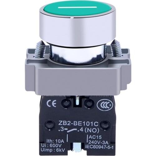 Momentary Green Flush Push Button Switches With Symbol logo 1N/O Spring Return mounting dia22mm