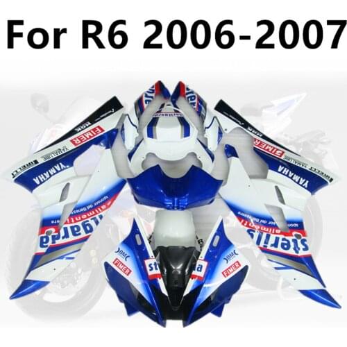 Motorcycle for YAMAHA R6 2006 2007 Bodywork Cowling Injection ABS YZF1000 06 07 Full Fairing Kits Blue White Gradient Sticker