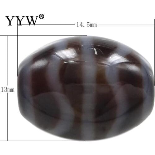 Natural Tibetan Stone Dzi Beads Oval Water Wave & Two Tone For Jewelry Making Fit Bracelet DIY Gift Men Women 14.50x13x3mm