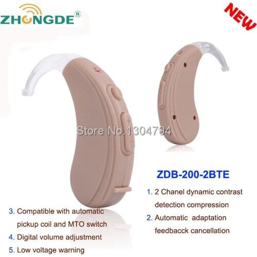 2019NEWEST!ZDB-200/4B ZhongDe Mini Ear Hearing Aid Sound Amplifier behind the ear for Better Hearing Adjustable 2 ,6,8 Channels